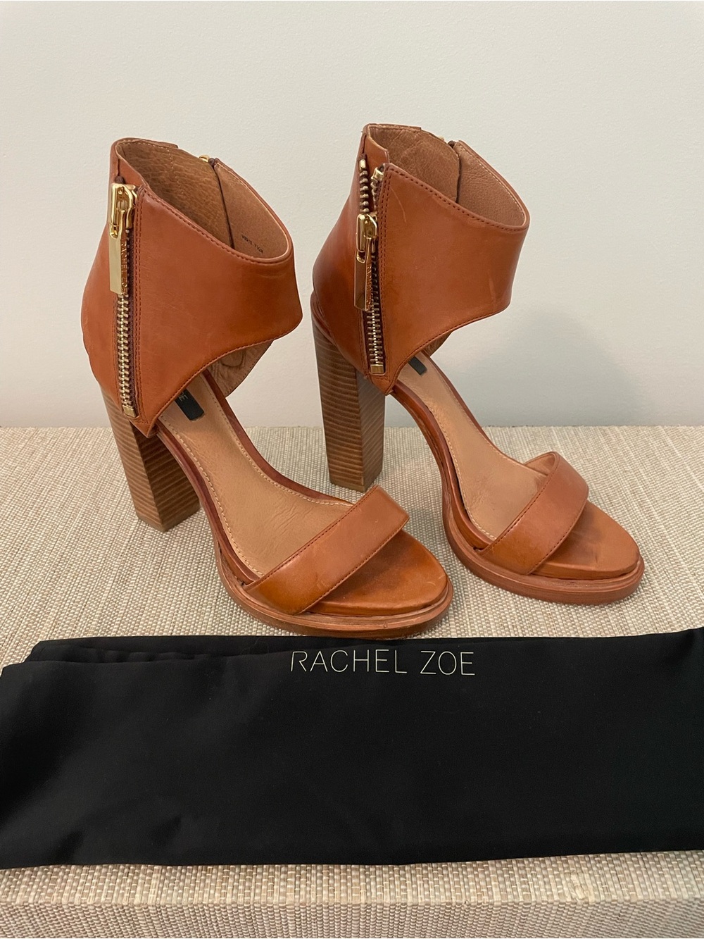 Rachel Zoe Leather Strappy Zip Up Sandal